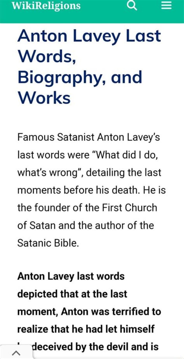 Anton LaVey's Final Words: The Legacy of the Father of Satanism
